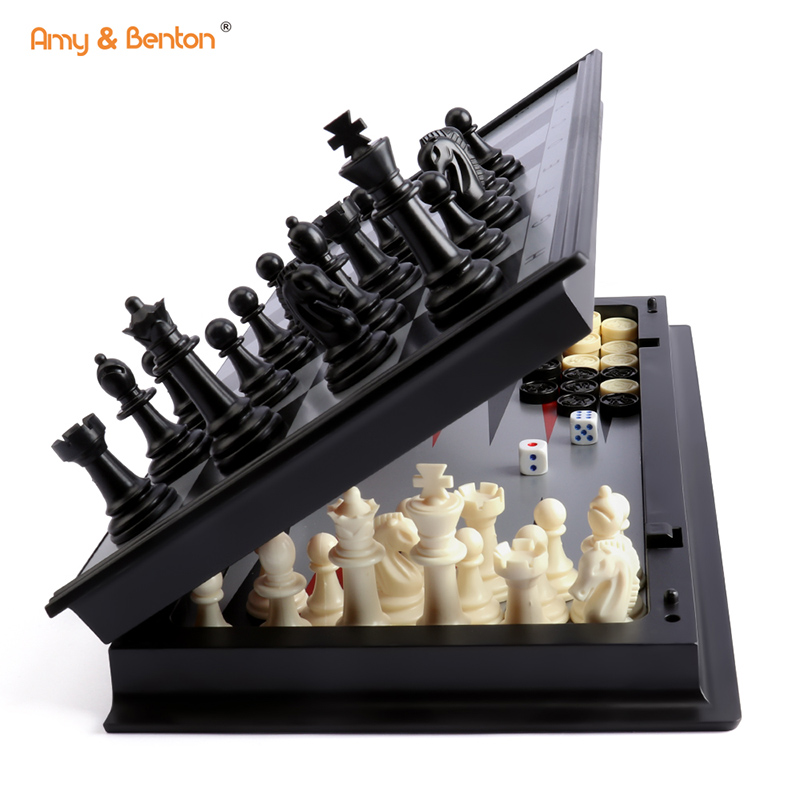 مجموعة شطرنج للسفر 3 في 1 مع لوحة شطرنج قابلة للطي - 13