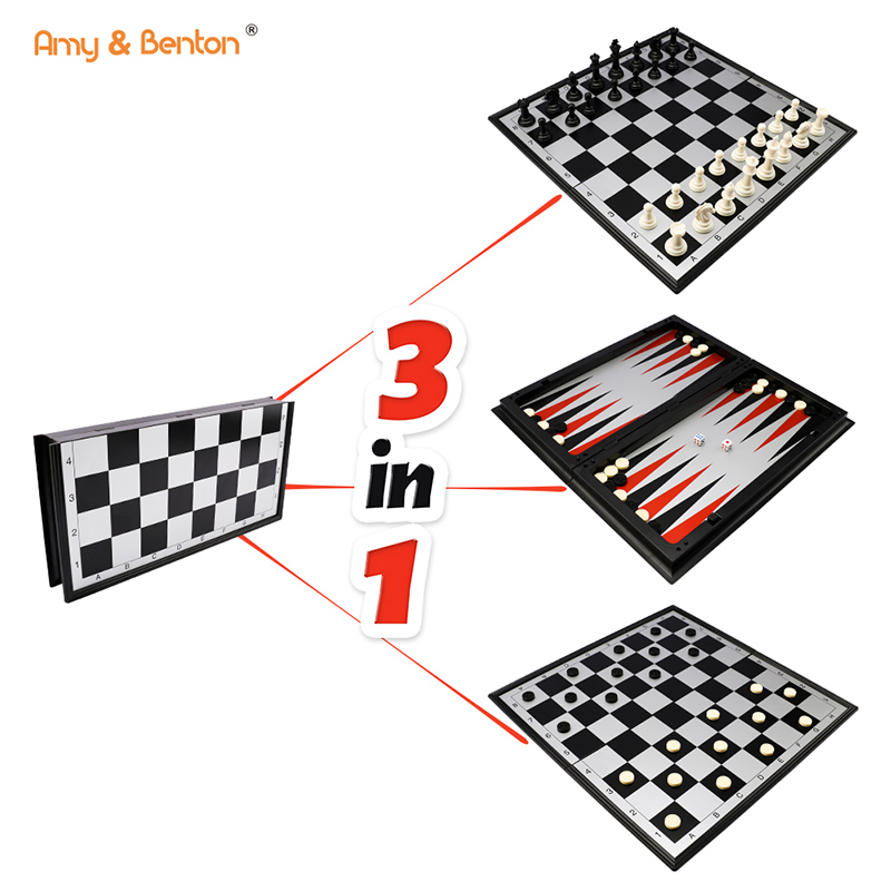 ست شطرنج مسافرتی 3 در 1 با تخته شطرنج تاشو 33