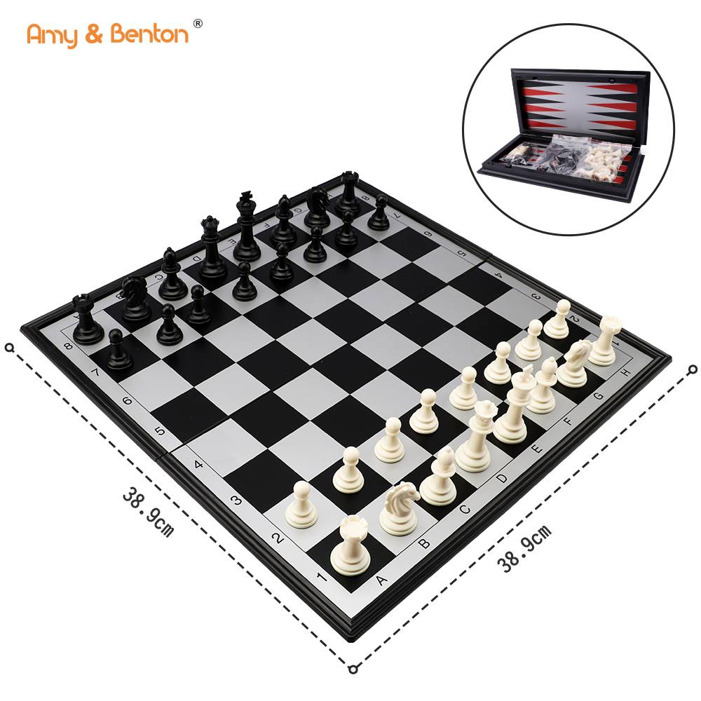 3 in 1 Travel Chess Set with Folding Chess Board (5)