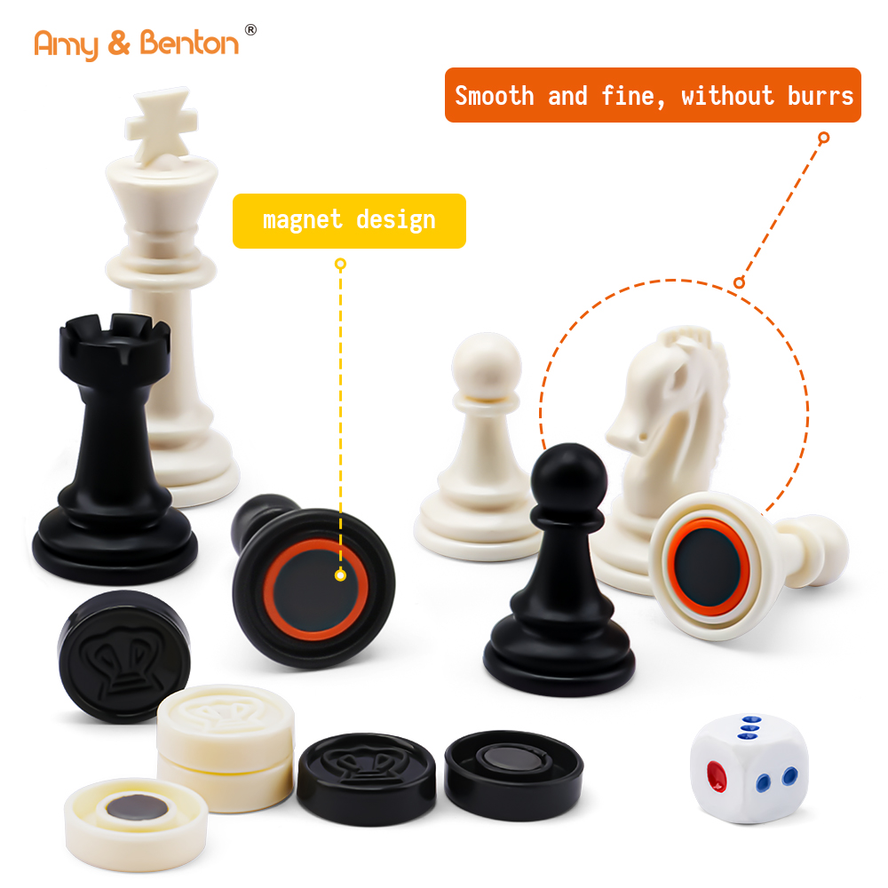 3 in 1 Travel Chess Set with Folding Chess Board (6)