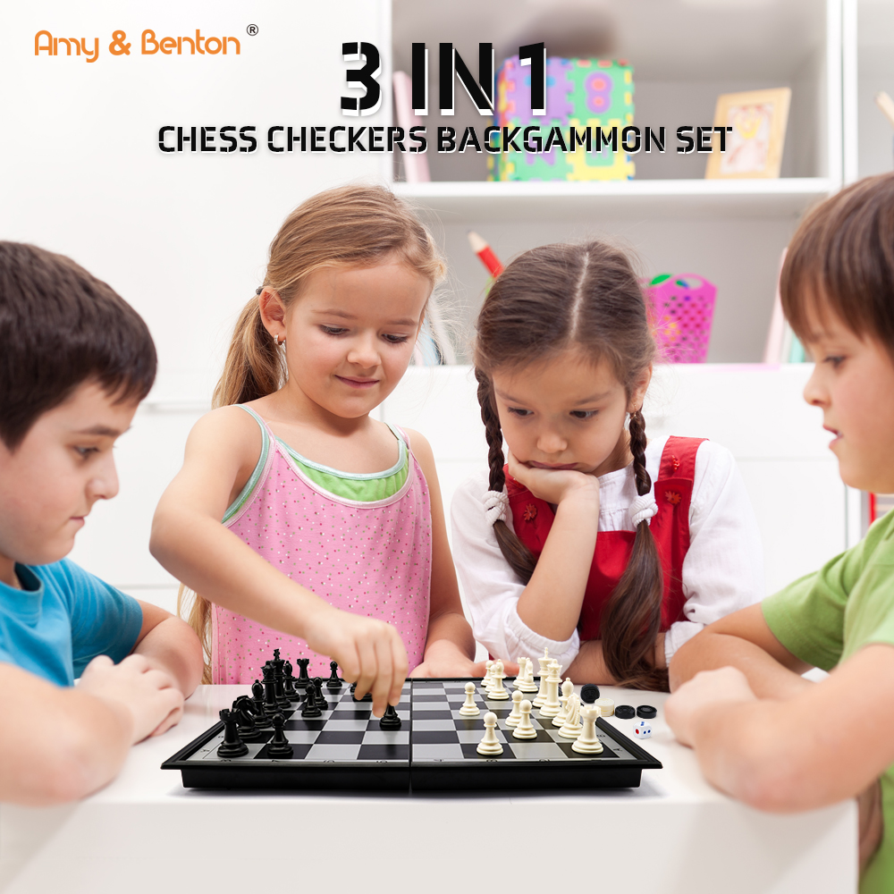 3 in 1 Travel Chess Set with Folding Chess Board (9)