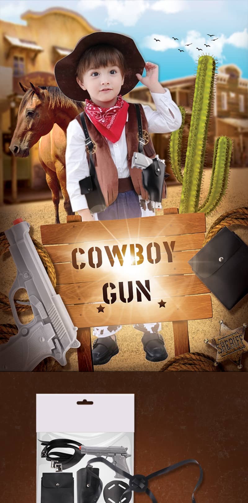 Cowboy Set for Kids with Toy Pistols_01