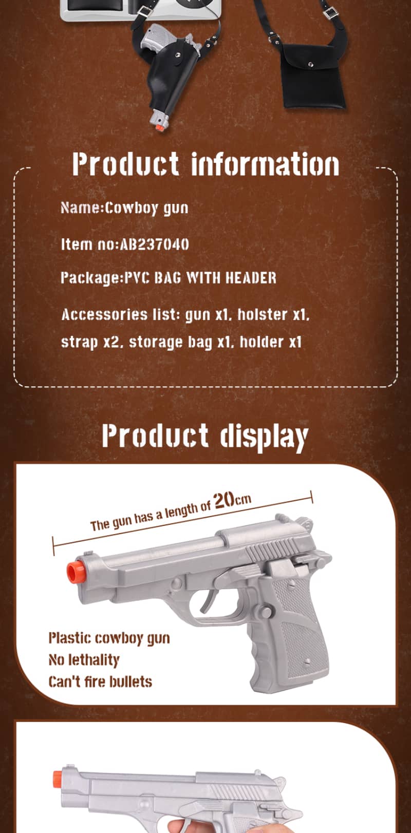Cowboy Set for Kids with Toy Pistols_02